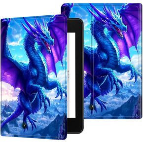 for Kindle Paperwhite 12th Generation 2024 7" & Kindle Colorsoft 12th Gen 2024 Signature Edition Case, Multiple Viewing Angles & Kickstand Back Case Drop Protection Smart Cover, Blue Elephant