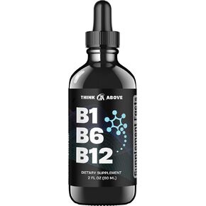 Think Above B1 B6 B12 Vitamin Supplement for Nerve, Energy and Brain Support - Liquid Drops Sweet Flavor - Easy to Swallow - 2 Month Supply - 2 oz 60 ml - for Men and Women