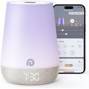 Dreamegg Nite 1 - Baby Sound Machine, Sleep Trainer, Night Light for Kids, Ok to Wake Alarm Clock, 34 Soothing Sounds, App Control, White Noise Soother, Sleep Routines for Toddler Kids Nursery Bedroom