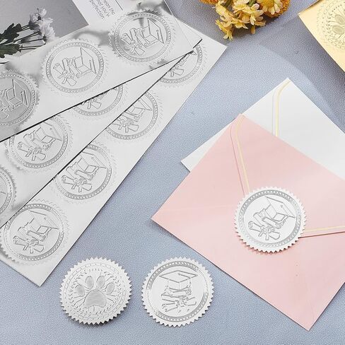 CRASPIRE 2" Embossed Silver Foil Stickers You Make A Difference 100pcs Certificate Seals Silver Embossed Round Gold Certificate Seal Stickers for Envelopes Invitation Card Diplomas Awards Graduation in Saudi Arabia