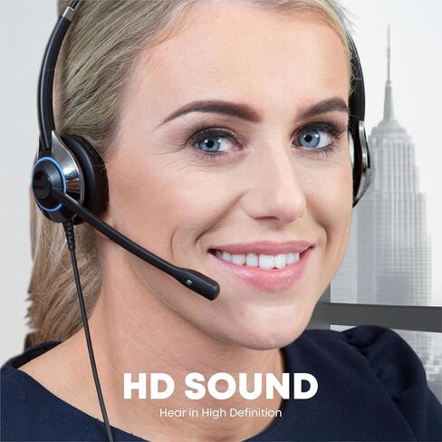 TruVoice HD-500 Deluxe Office/Call Center Headset with Noise Canceling Microphone & HD Sound - Compatible with Yealink, Grandstream, Sangoma, Ooma and Snom Desk Phones in Saudi Arabia