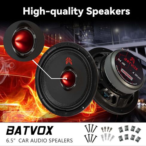 MX65E1 مكبرات الصوت 6.5 بوصة متوسطة 400 واط 6 أوم رصاصة حمراء ، مكبرات صوت صوتية عالية الجودة لنظام صوت ستيريو للسيارة أو الشاحنة ، أسود (مكبرات صوت) in Kuwait