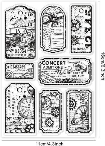 GLOBLELAND Postmark Postcard Stamps Vintage Air Tickets Clear Stamps Vintage Ticket Postcard Stamps Postcard Border Edge Silicone Halloween Christmas (Vintage Postage0) in Saudi Arabia