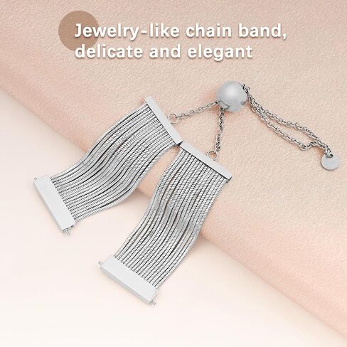 Stainless Steel Tassel Band for Garmin Vivoactive 3 /Vivoactive 3 Music/Venu Sq/Venu 2 Plus/Forerunner 245/645,Dressy Chain Garmin bands 20mm garmin Replacement Strap in Kuwait