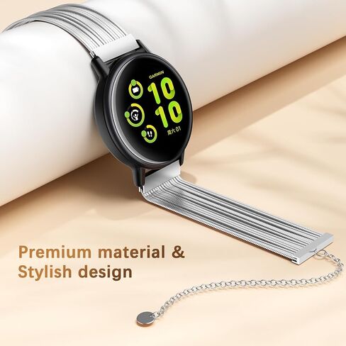 Stainless Steel Tassel Band for Garmin Vivoactive 3 /Vivoactive 3 Music/Venu Sq/Venu 2 Plus/Forerunner 245/645,Dressy Chain Garmin bands 20mm garmin Replacement Strap in Kuwait