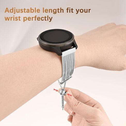 Stainless Steel Tassel Band for Garmin Vivoactive 3 /Vivoactive 3 Music/Venu Sq/Venu 2 Plus/Forerunner 245/645,Dressy Chain Garmin bands 20mm garmin Replacement Strap in Kuwait
