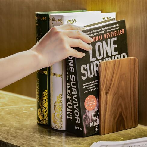 Large Bookend Hold Heavy Books- 7x4x5in 1 Pack Wood Bookends for Heavy Books Heavy Duty Walnut Book Ends for Men Wood Bookends for Office Desk Non-Skid in Saudi Arabia