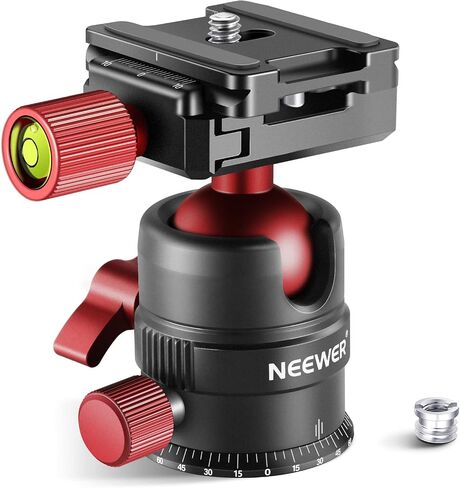 Neewer Heavy Duty Camera Tripod Ball Head with Handle and 1/4 inch Quick Shoe Plate, 360 Degree Panoramic Head for Tripod, Monopod, Slider, DSLR Camera, Camcorder, Load up to 17.6 pounds/8 kilograms in Kuwait