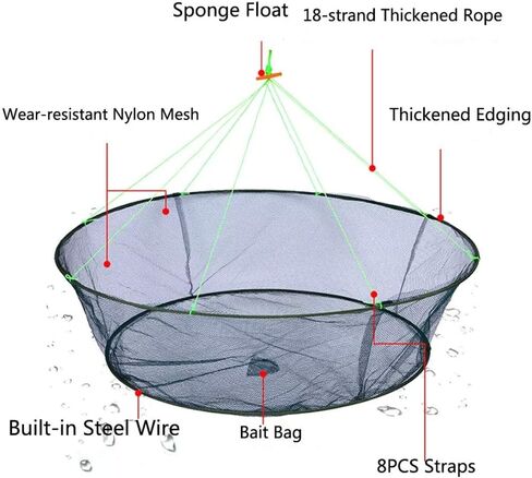 Fishing Net Trap for Bait Minnow Shrimp Crayfish Foldable Fish Crawdad Lobsters Cast Net Collapsible in Kuwait