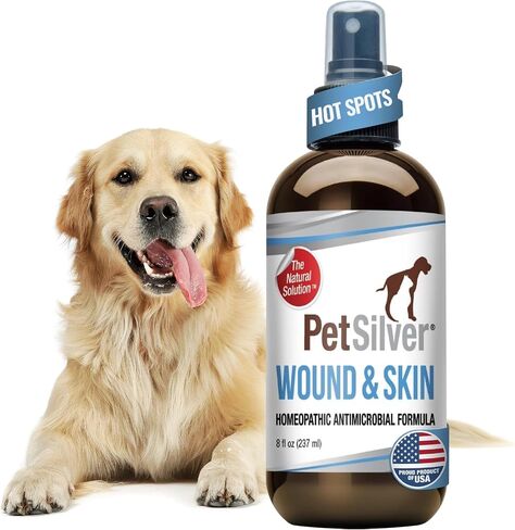 PetSilver Wound & Skin Spray for Cats - Chelated Silver, Superior to Colloidal Silver - Wound Care, Allergy & Itch Relief, Hot Spot Treatment for Cats - Natural Skin Soother - Made in USA - 2 fl oz in Saudi Arabia
