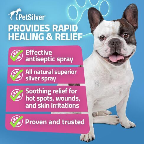 PetSilver Wound & Skin Spray for Cats - Chelated Silver, Superior to Colloidal Silver - Wound Care, Allergy & Itch Relief, Hot Spot Treatment for Cats - Natural Skin Soother - Made in USA - 2 fl oz in Saudi Arabia