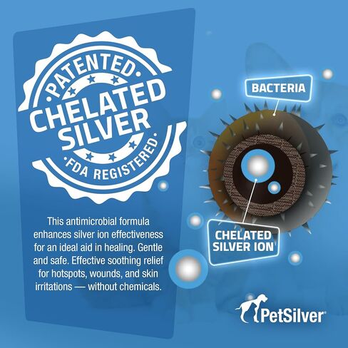 PetSilver Wound & Skin Spray for Cats - Chelated Silver, Superior to Colloidal Silver - Wound Care, Allergy & Itch Relief, Hot Spot Treatment for Cats - Natural Skin Soother - Made in USA - 2 fl oz in Saudi Arabia