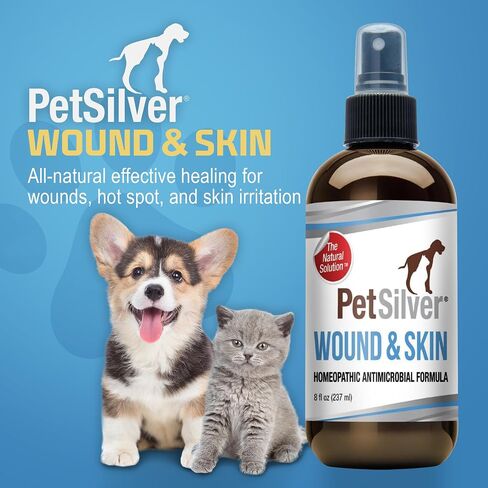 PetSilver Wound & Skin Spray for Cats - Chelated Silver, Superior to Colloidal Silver - Wound Care, Allergy & Itch Relief, Hot Spot Treatment for Cats - Natural Skin Soother - Made in USA - 2 fl oz in Saudi Arabia