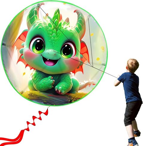 طائرة ورقية مستديرة من HENGDA KITE، للأطفال والكبار، سهلة الطيران، تصميم ممتاز للنسيج والهيكل، الصور جميلة بدقة عالية، مناسبة للمبتدئين (31 × 31) باللون الرمادي. in Saudi Arabia