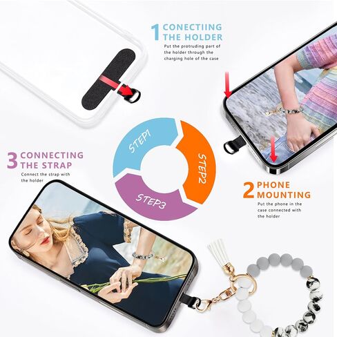Silicone Beaded Phone Wrist Strap for Women, BPA-Free Silicone in Kuwait