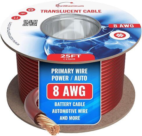 Cables Direct Online 8-Gauge Wire, Translucent Black, 25 ft, CCA (Copper Clad Aluminum) Stranded Bulk Audio Cable, Battery Cable, Automotive Wire in Kuwait