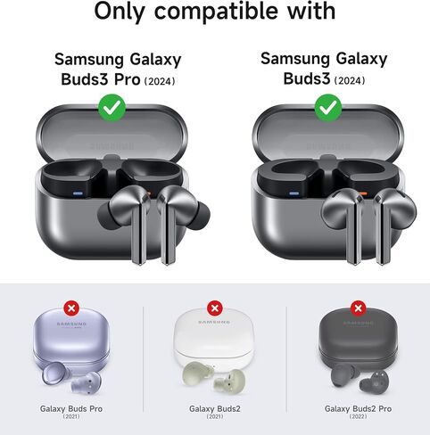 SURITCH for Samsung Galaxy Buds 3 Pro/Galaxy Buds 3 Case, Magnetic Bumper Cases for Galaxy Buds3 Pro/Buds3, Rugged Shockproof Protective Covers with Carabiner & Cleaning Kit & Removal Tool, Black in Saudi Arabia