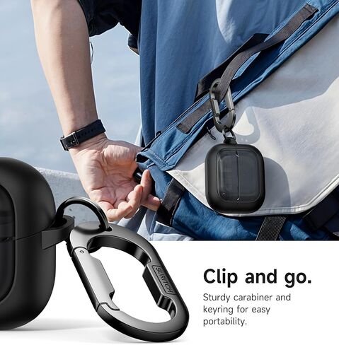 SURITCH for Samsung Galaxy Buds 3 Pro/Galaxy Buds 3 Case, Magnetic Bumper Cases for Galaxy Buds3 Pro/Buds3, Rugged Shockproof Protective Covers with Carabiner & Cleaning Kit & Removal Tool, Black in Saudi Arabia