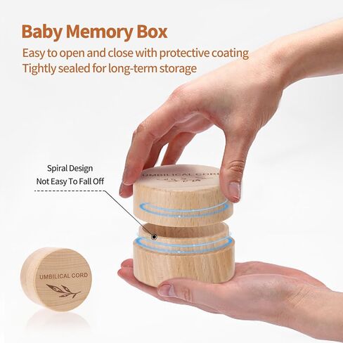 Wooden Umbilical Cord Keepsake Box Engraved Baby Memory Box for Umbilical Cord Storage Easy Open First Haircut Keepsake and Round Tooth Box Durable Baby Keepsake Gift for Newborn Baby Shower Pregnancy in Kuwait
