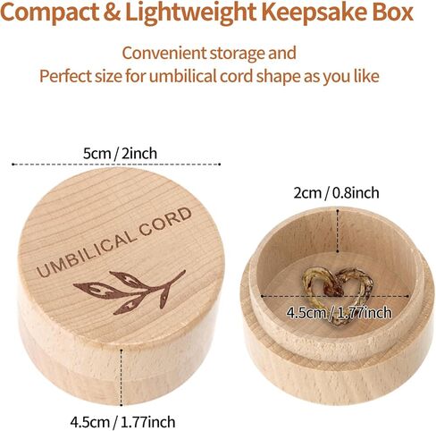 Wooden Umbilical Cord Keepsake Box Engraved Baby Memory Box for Umbilical Cord Storage Easy Open First Haircut Keepsake and Round Tooth Box Durable Baby Keepsake Gift for Newborn Baby Shower Pregnancy in Kuwait