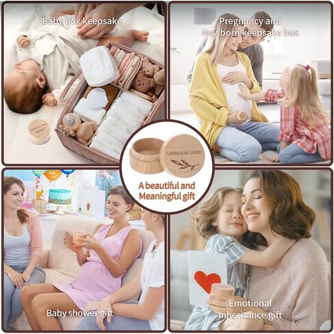 Wooden Umbilical Cord Keepsake Box Engraved Baby Memory Box for Umbilical Cord Storage Easy Open First Haircut Keepsake and Round Tooth Box Durable Baby Keepsake Gift for Newborn Baby Shower Pregnancy in Kuwait