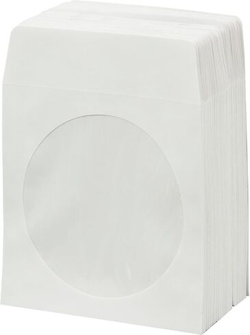 BestDuplicator White CD/DVD Paper Media Sleeves مع رفرف ونافذة صافية (حزمة 100) in Kuwait