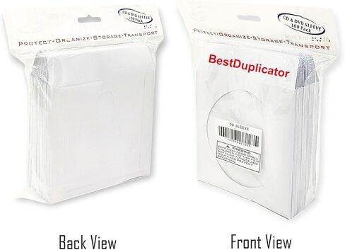 BestDuplicator White CD/DVD Paper Media Sleeves مع رفرف ونافذة صافية (حزمة 100) in Kuwait