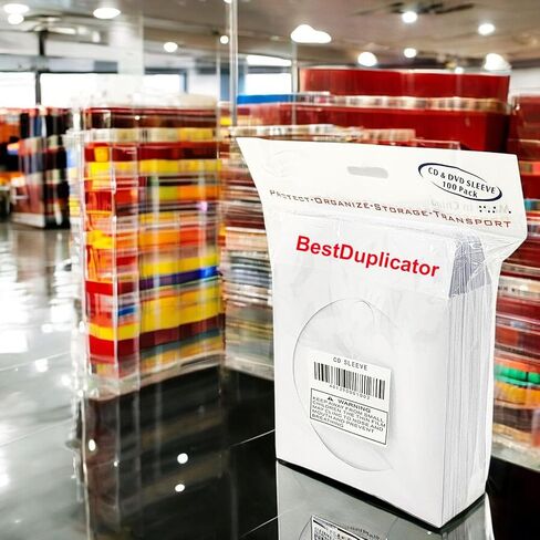 BestDuplicator White CD/DVD Paper Media Sleeves مع رفرف ونافذة صافية (حزمة 100) in Kuwait