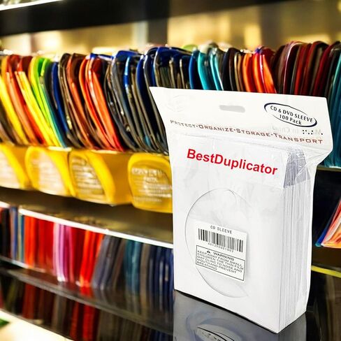 BestDuplicator White CD/DVD Paper Media Sleeves مع رفرف ونافذة صافية (حزمة 100) in Kuwait