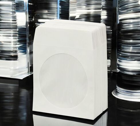 BestDuplicator White CD/DVD Paper Media Sleeves مع رفرف ونافذة صافية (حزمة 100) in Kuwait
