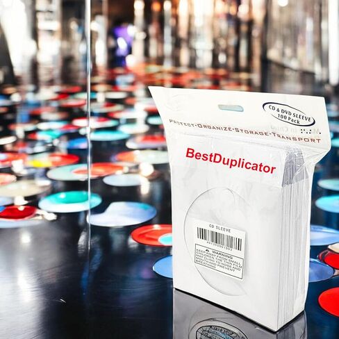BestDuplicator White CD/DVD Paper Media Sleeves مع رفرف ونافذة صافية (حزمة 100) in Kuwait
