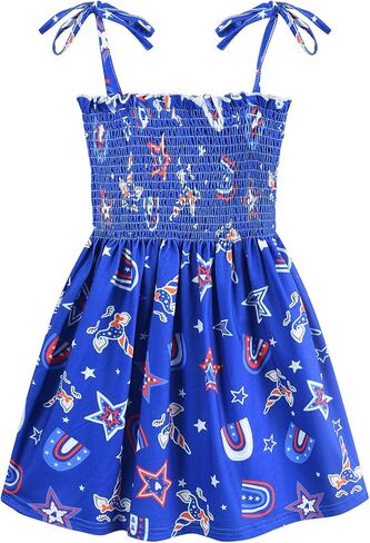 CM-Kid July 4th Dress for Toddler Girls Summer Patriotic Outfit American Flag Dresses in Kuwait