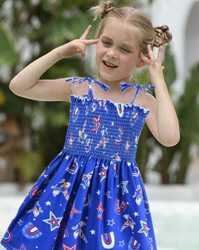 CM-Kid July 4th Dress for Toddler Girls Summer Patriotic Outfit American Flag Dresses in Kuwait