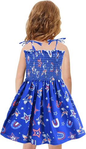 CM-Kid July 4th Dress for Toddler Girls Summer Patriotic Outfit American Flag Dresses in Kuwait