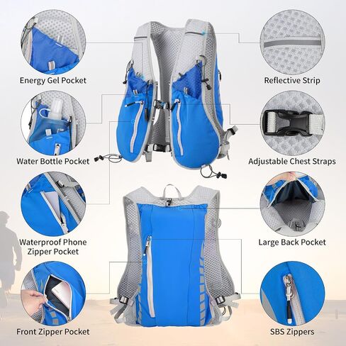 NONSAR Running Vest Backpack 7L, Running Vest for Men Women, Lightweight Pack with 500ml Soft Flask, Adjustable Chest Straps and Reflective Running Hydration Vest for Running Hiking Cycling Camping in Saudi Arabia