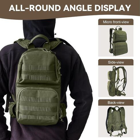 Hydration Pack, 10L Water Backpack with 2.5L Water Bladder, MOLLE System for Outdoor Hiking, Biking, Running, Black in Saudi Arabia