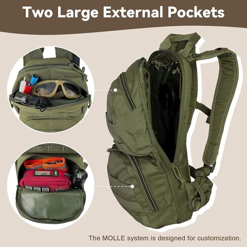 Hydration Pack, 10L Water Backpack with 2.5L Water Bladder, MOLLE System for Outdoor Hiking, Biking, Running, Black in Saudi Arabia
