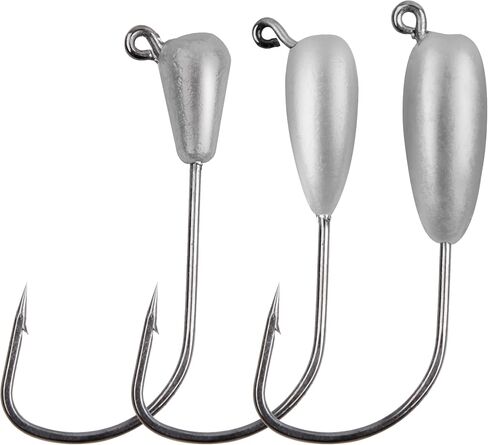 OROOTL Tube Jigs Heads for Bass Fishing, 12pcs Tube Bait Hooks Swimbait Jig Head 3/8oz 1/4oz 1/8 oz Unpainted Teardrop Jig Heads for Crappie Bass Panfish Trout Freshwater Saltwater Fishing in Saudi Arabia