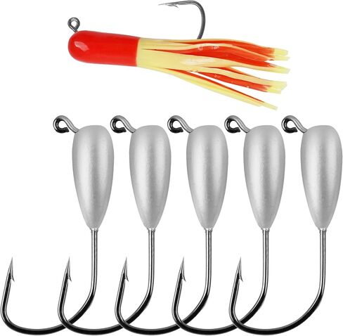OROOTL Tube Jigs Heads for Bass Fishing, 12pcs Tube Bait Hooks Swimbait Jig Head 3/8oz 1/4oz 1/8 oz Unpainted Teardrop Jig Heads for Crappie Bass Panfish Trout Freshwater Saltwater Fishing in Saudi Arabia