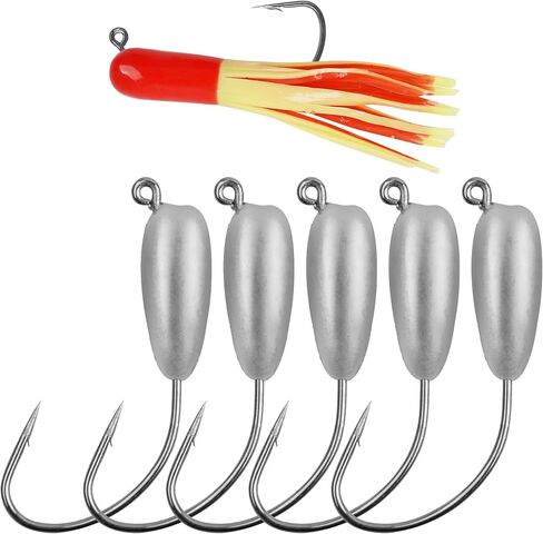 OROOTL Tube Jigs Heads for Bass Fishing, 12pcs Tube Bait Hooks Swimbait Jig Head 3/8oz 1/4oz 1/8 oz Unpainted Teardrop Jig Heads for Crappie Bass Panfish Trout Freshwater Saltwater Fishing in Saudi Arabia