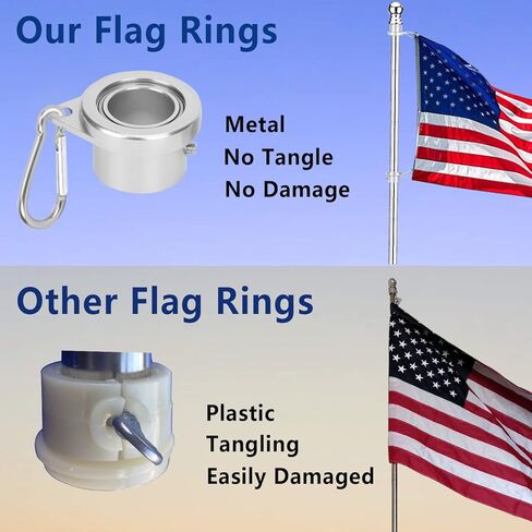 Flag Poles for Outside House, 6 FT Flag Pole Kit with No-Tangle Aluminum Ring Clips and Holder Mounting Bracket, Stainless Steel 1 inch Diameter Flagpole for Boat Dock Porch Sport (1 Pack) in Kuwait