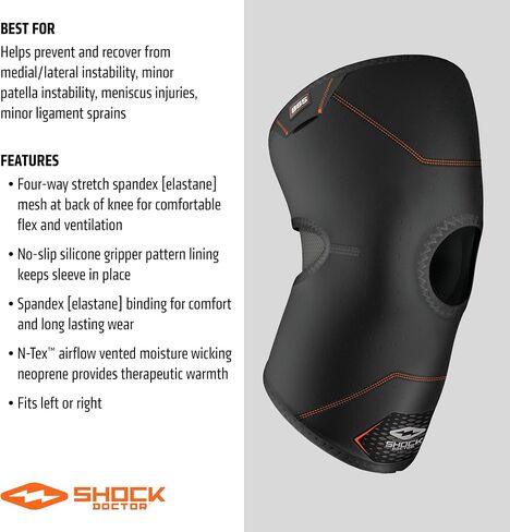 Shock Doctor Knee Brace Compression Sleeve Support (1 Unit). Helps Pain / Healing from Arthritis, Bursitis, Tendonitis, Meniscus Tear, Patella Alignment and more. For Basketball, Football, Running and most Sports. Increases Blood Flow. Knee Wrap for Men a in Saudi Arabia