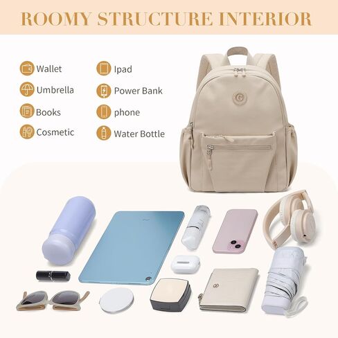 GOLF SUPAGS 10L Mini Backpack Lightweight Nylon Daypack for Women, Small City Pack, Versatile Ladies Backpack for Shopping & Travel, Apricot in Saudi Arabia