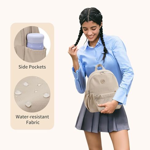 GOLF SUPAGS 10L Mini Backpack Lightweight Nylon Daypack for Women, Small City Pack, Versatile Ladies Backpack for Shopping & Travel, Apricot in Saudi Arabia