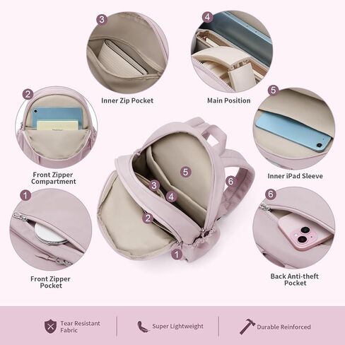 GOLF SUPAGS 10L Mini Backpack Lightweight Nylon Daypack for Women, Small City Pack, Versatile Ladies Backpack for Shopping & Travel, Apricot in Saudi Arabia