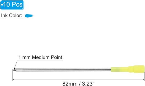 PATIKIL 0.5mm Pen Ink Refills, 10 Pcs Ballpoint Refill Medium Point Metal Compatible Replaceable Replacement for Pen Writing Office, Blue in Kuwait