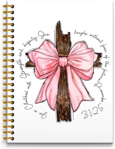 Pink Bow Coquette Notebook, God is Within Her She Will not Fall Christian Notebook Journal, Preppy Journal, Christian Gifts for Women, Bible Journaling Notebook, Spiral Notebook 5.5x8.3 Inches in Kuwait