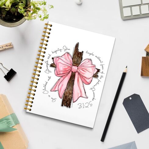 Pink Bow Coquette Notebook, God is Within Her She Will not Fall Christian Notebook Journal, Preppy Journal, Christian Gifts for Women, Bible Journaling Notebook, Spiral Notebook 5.5x8.3 Inches in Kuwait