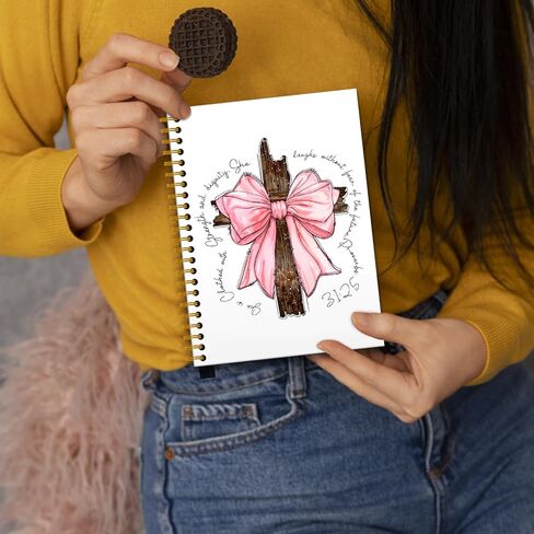 Pink Bow Coquette Notebook, God is Within Her She Will not Fall Christian Notebook Journal, Preppy Journal, Christian Gifts for Women, Bible Journaling Notebook, Spiral Notebook 5.5x8.3 Inches in Kuwait