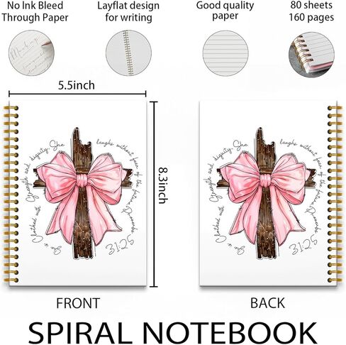 Pink Bow Coquette Notebook, God is Within Her She Will not Fall Christian Notebook Journal, Preppy Journal, Christian Gifts for Women, Bible Journaling Notebook, Spiral Notebook 5.5x8.3 Inches in Kuwait